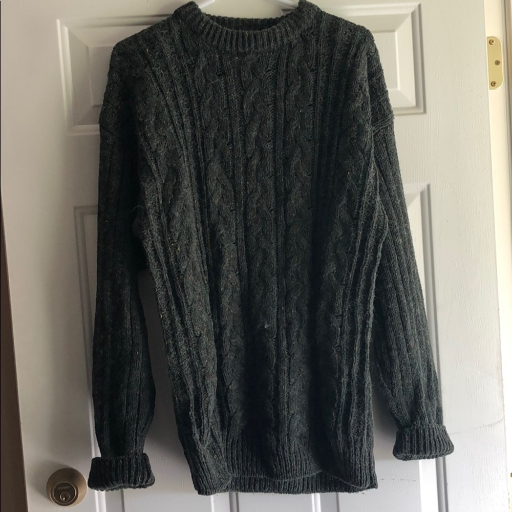 High Sierra green speckled chunky long sweater L